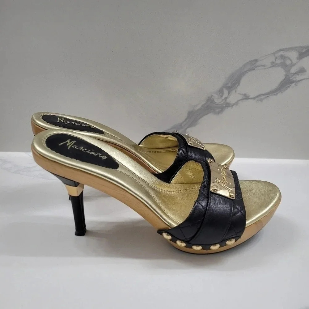 Vintage Y2k Marciano Gold Accent Quilted Mules - Picture 4 of 13